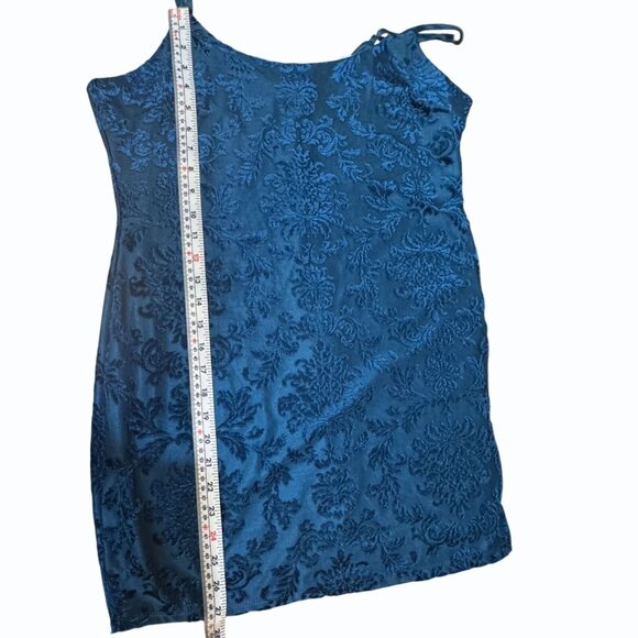 Forever 21 Womens Velvet Baroque Cami Mini Dress Womens XL Blue Burnout Goth - Picture 12 of 14